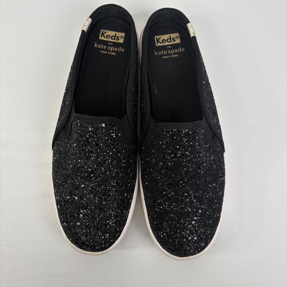 Keds x Kate Spade Black Glitter Slip On Mule Sneakers Shoes WF61656 Womens 8.5 - Picture 5 of 10